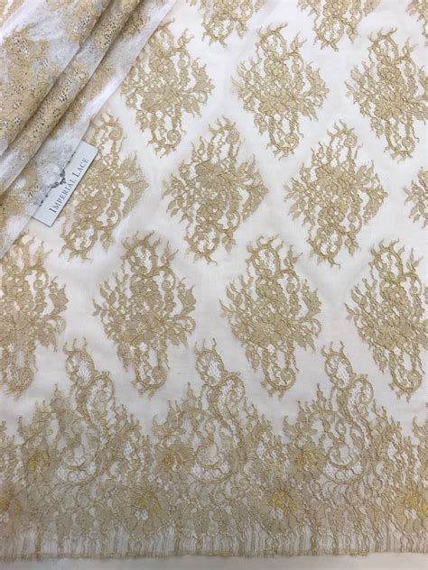 vintage 1950s gold metallic chantilly lace fabric|Metallic Gold Chantilly Lace .